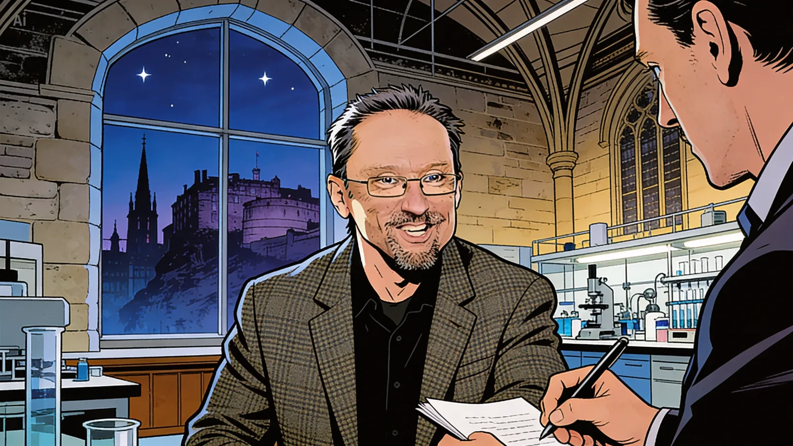 Dr. Nigel Hambly in his laboratory at the Royal Observatory Edinburgh.